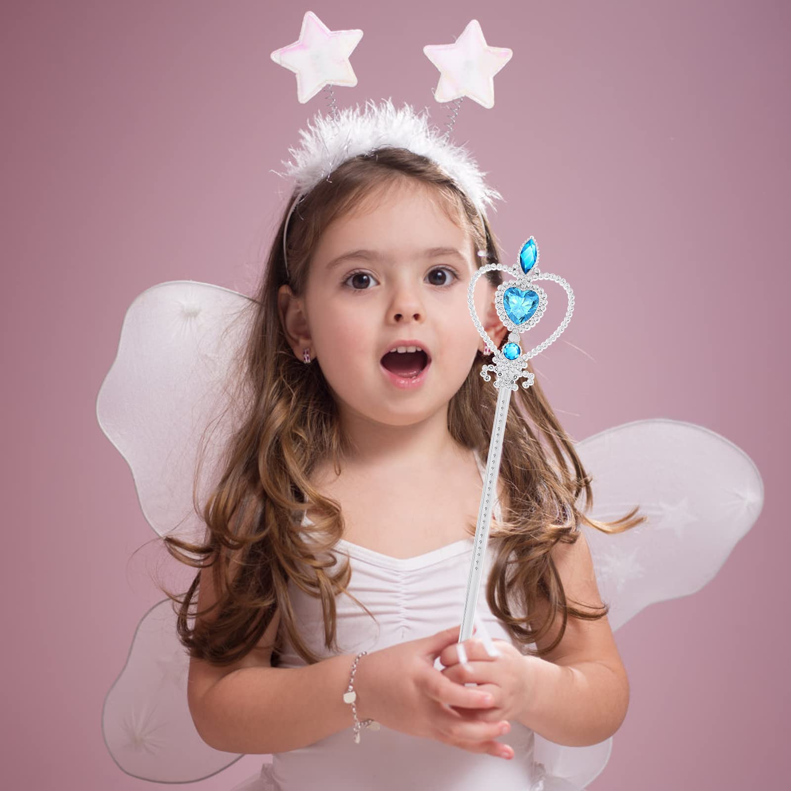 TIESOME princess wand blue glitter handle for cosplay fun