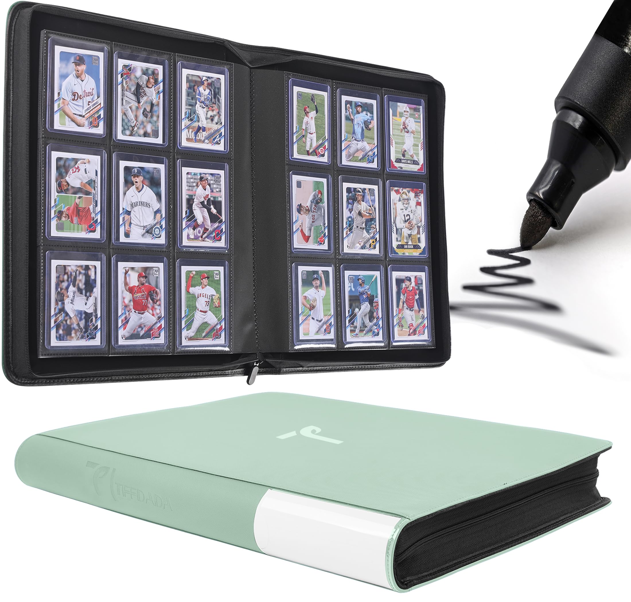 TIFFDADA top loader binder with 9 pockets protects cards from dust and moisture.