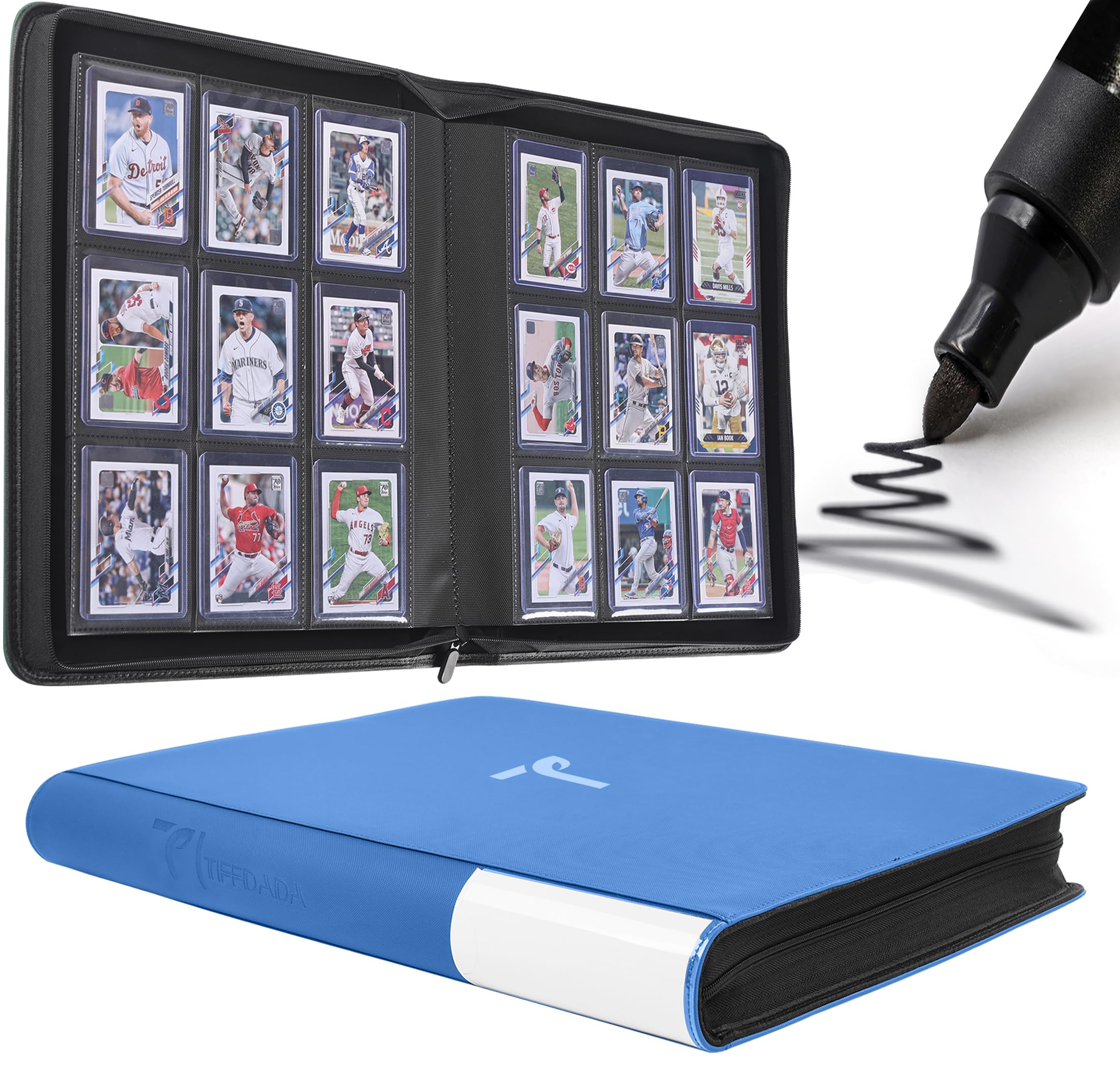 TIFFDADA top loader binder with 9-pocket pages keeping cards organized and protected