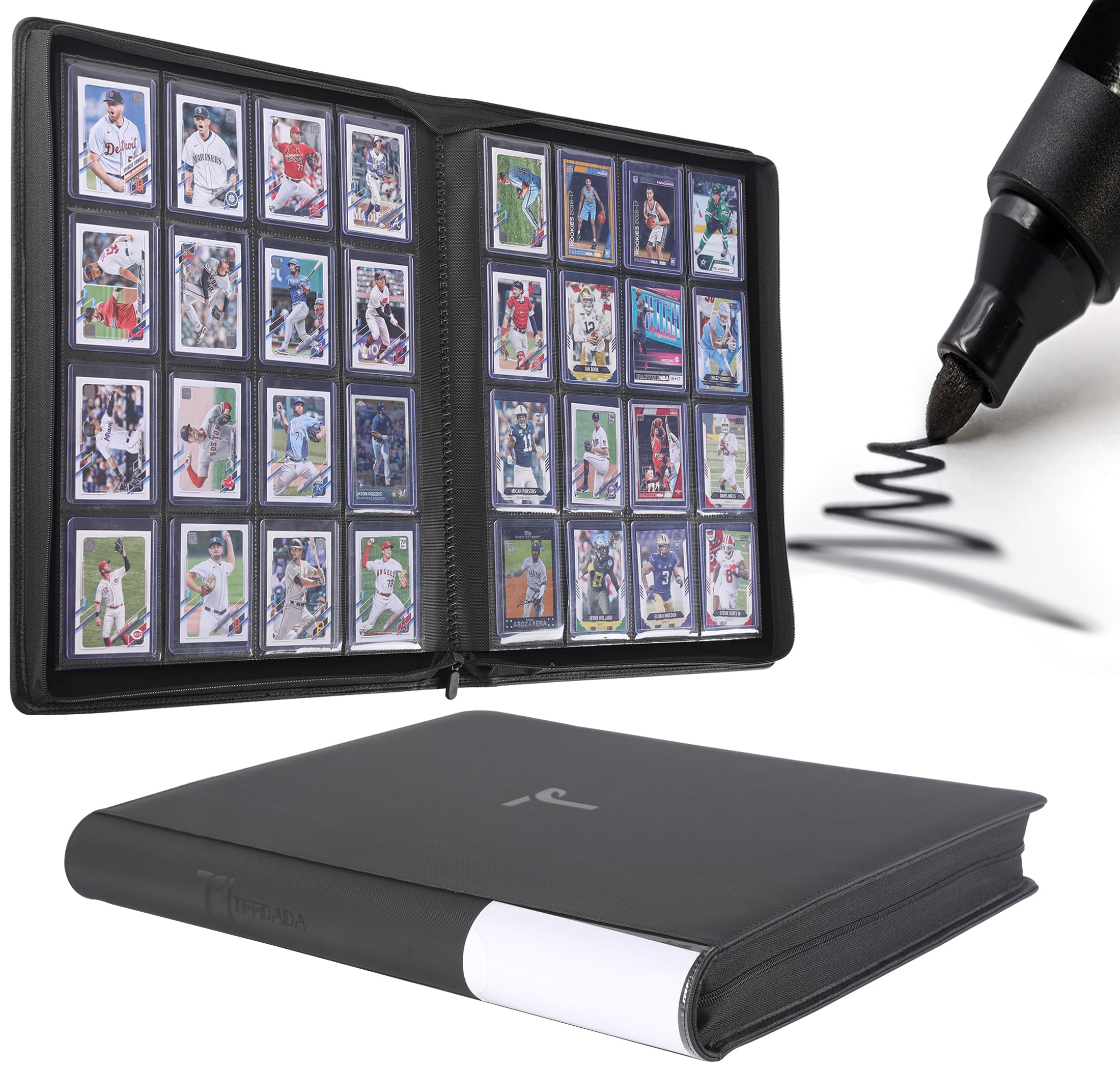 TIFFDADA top loader binder closed zipper secures your cards