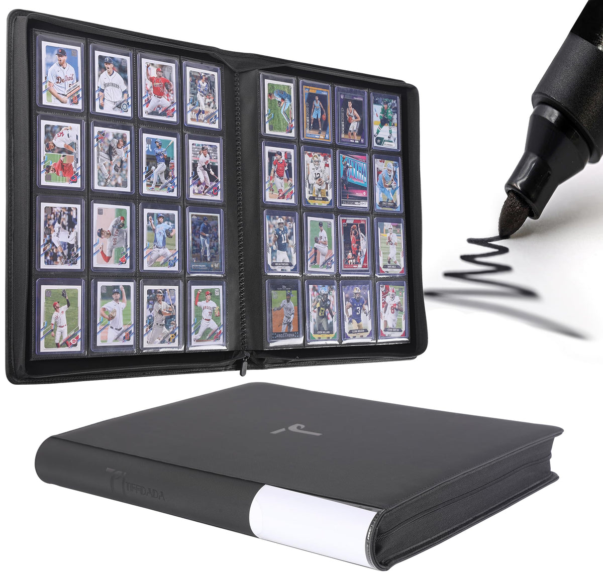 TIFFDADA top loader binder closed zipper secures your cards