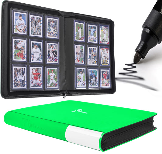 TIFFDADA Top Loader Binder front view shows padded leather and organized card storage