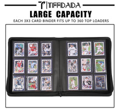 TIFFDADA binder shows side-loading pockets for easy card insertion.