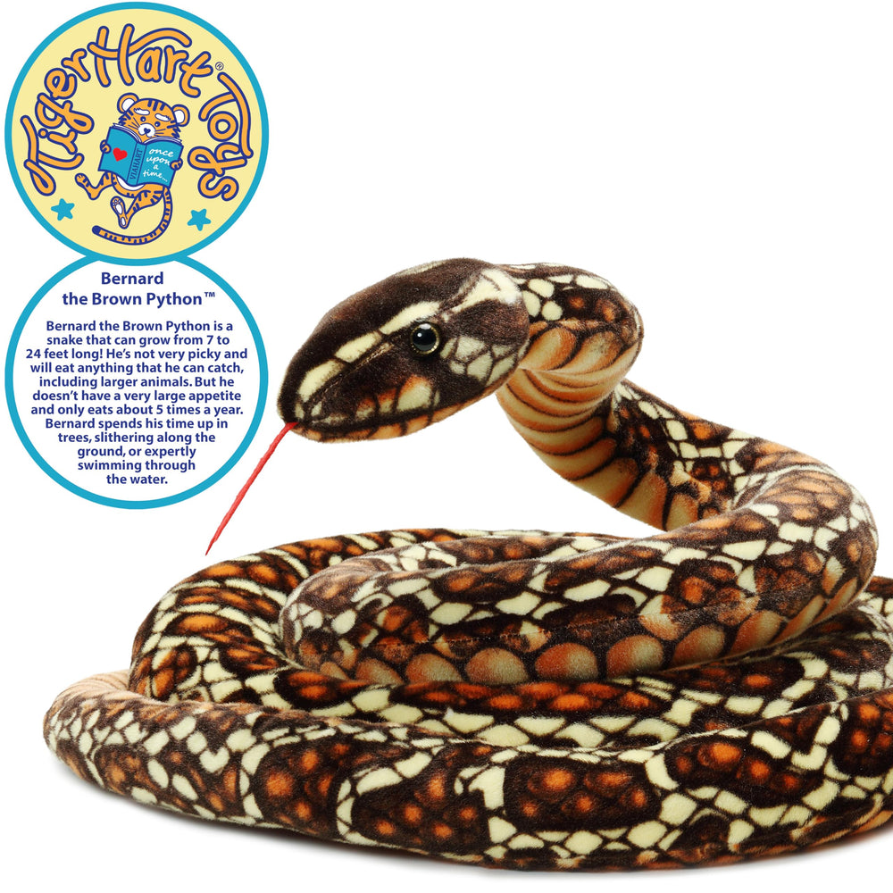 TigerHart Bernard Brown Python sized for ages 3+, perfect for gentle playtime.