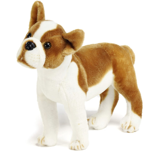 TigerHart Bobby the Boston Terrier plush, front view, a soft, huggable friend for kids.