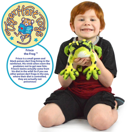 TigerHart Frisco the Frog sewn seams show durable construction for kids.