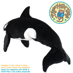 Story card included with TigerHart Octavius Orca plush for imaginative play