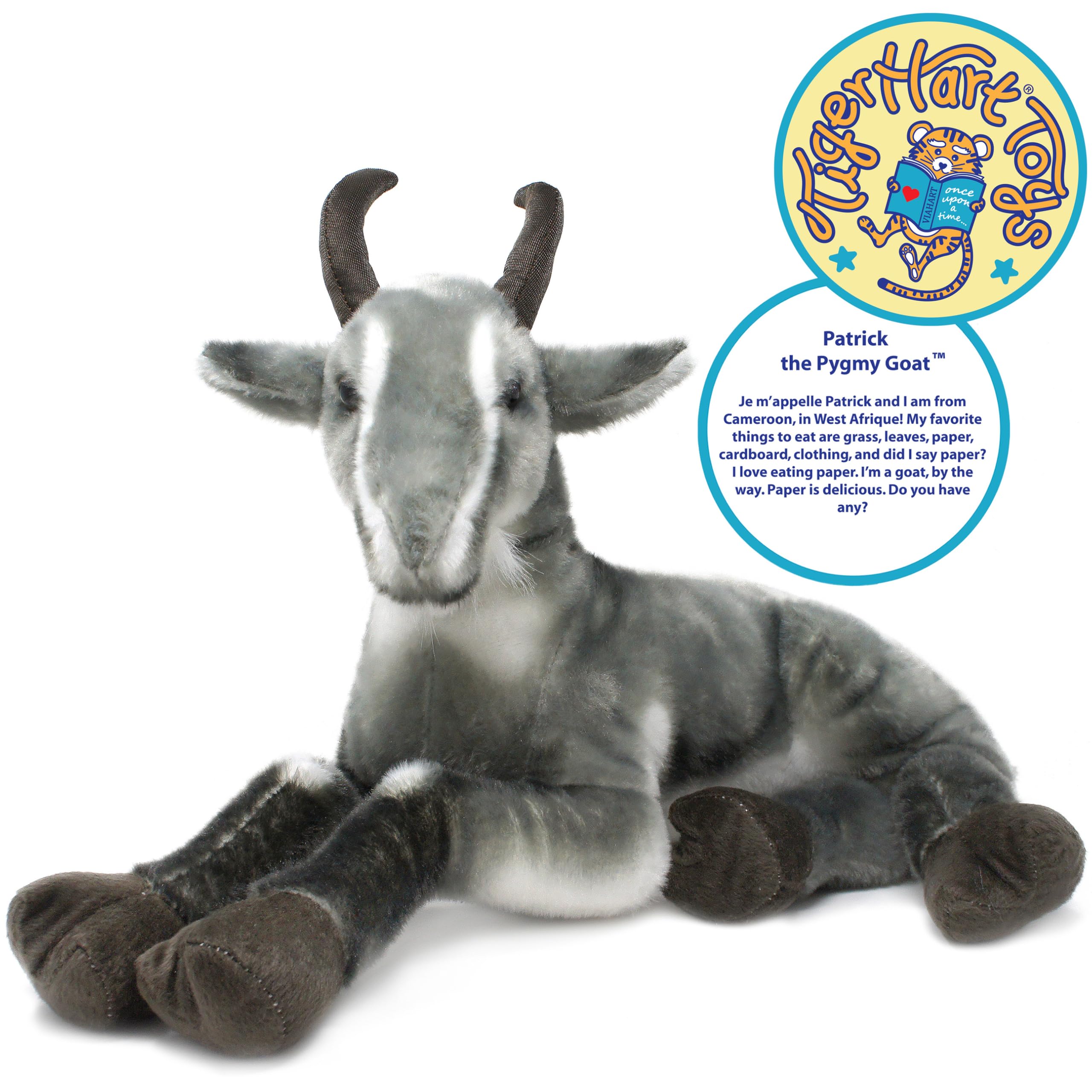 TigerHart Patrick 18-inch pygmy goat plush back view highlights durable stitching