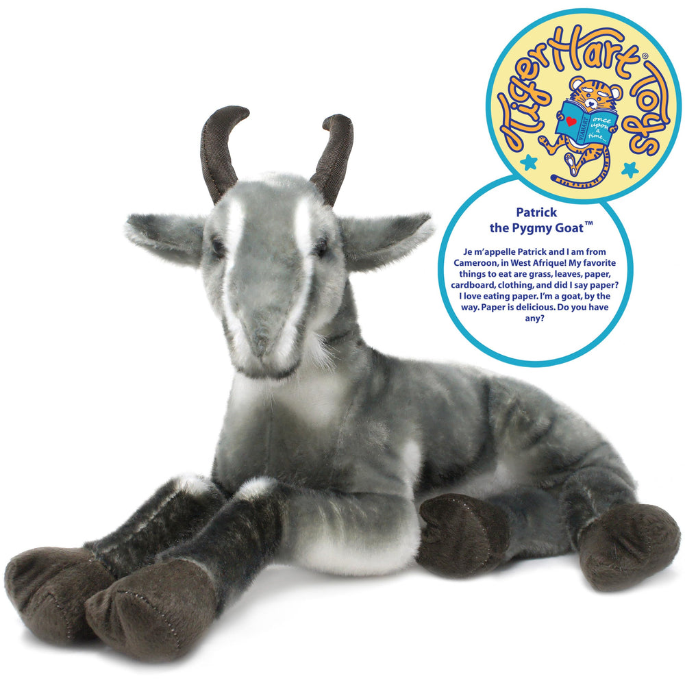TigerHart Patrick 18-inch pygmy goat plush back view highlights durable stitching