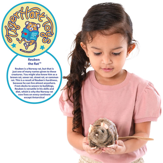 TigerHart Reuben the Rat plush with a huggable design for gentle play.