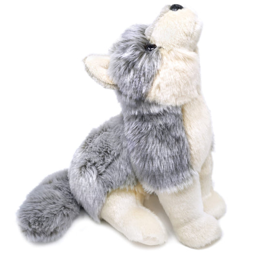 TigerHart Wolcott wolf plush face closeup shows inviting soft cuddle fabric