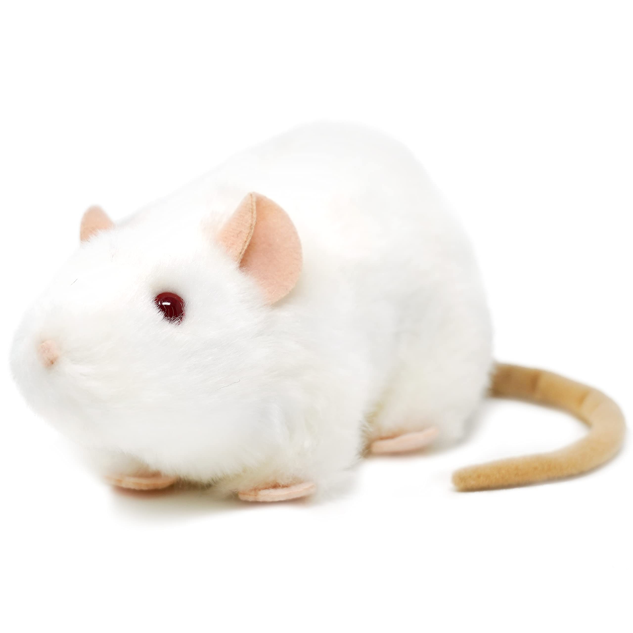 TigerHart Wylie White Rat plush face close-up, showing soft fur and friendly eyes for cuddling.