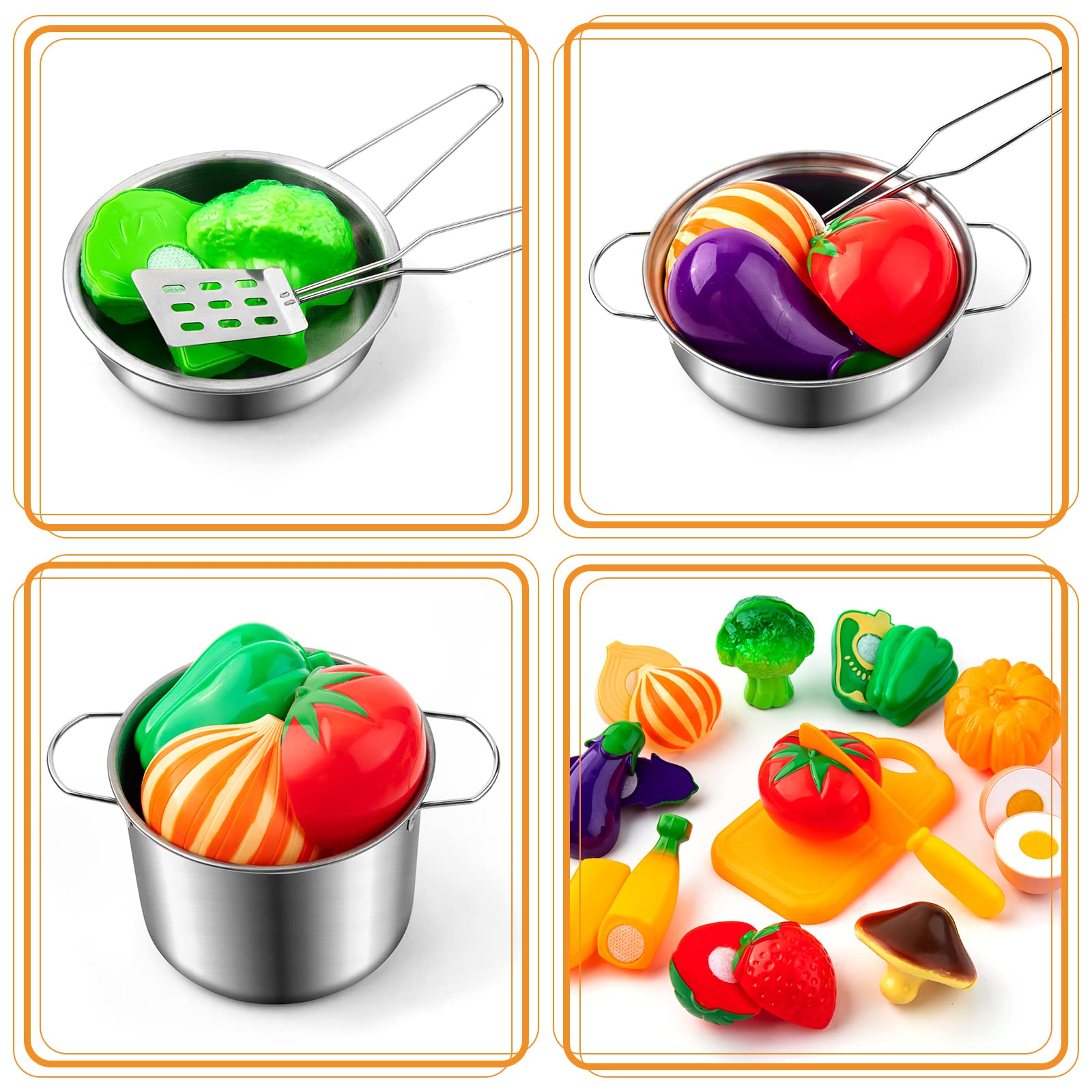 Tigerhu pretend-cut vegetables deliver crunchy sound for engaging kitchen play.