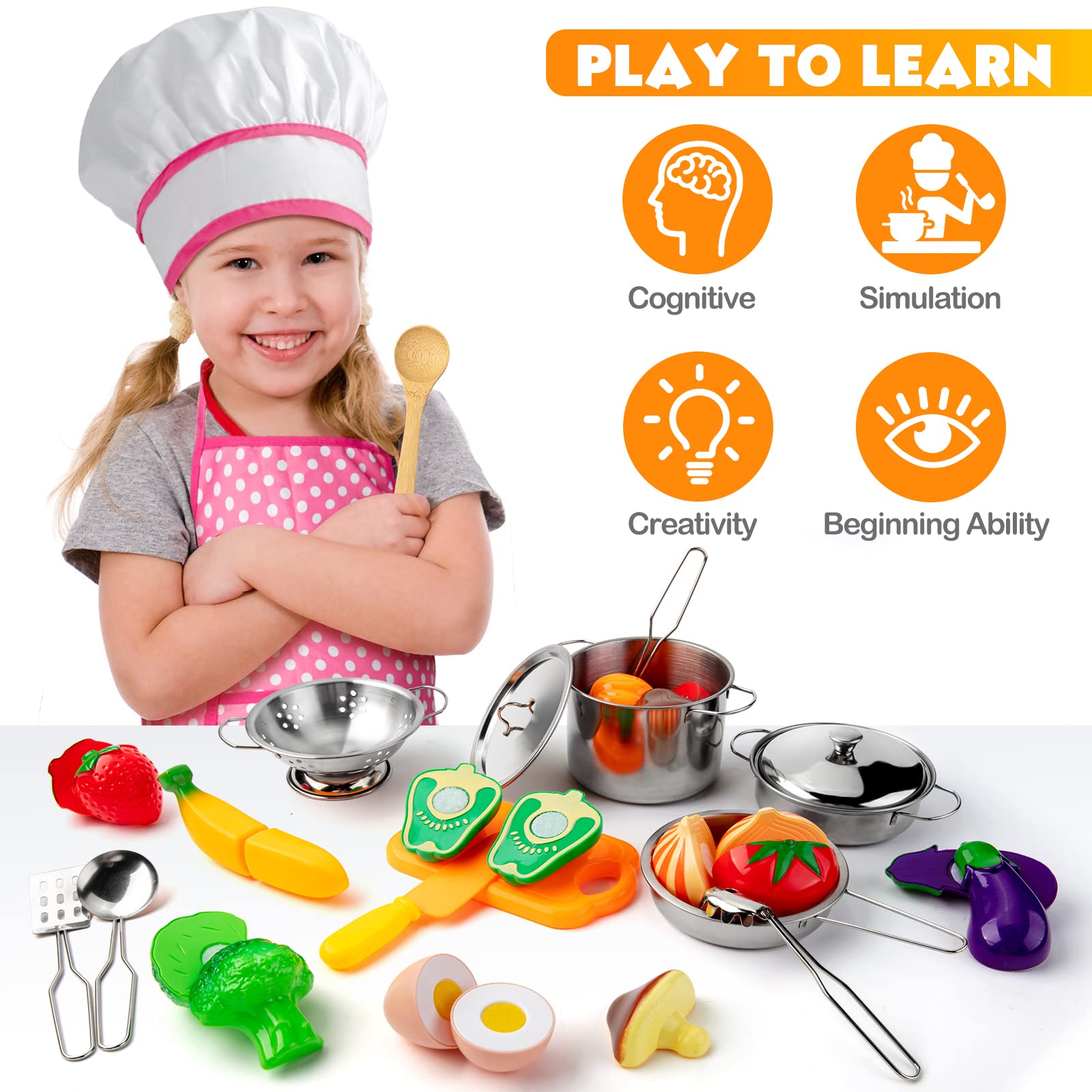 Tigerhu wooden utensils with durable cookware support realistic, interactive kitchen role play.