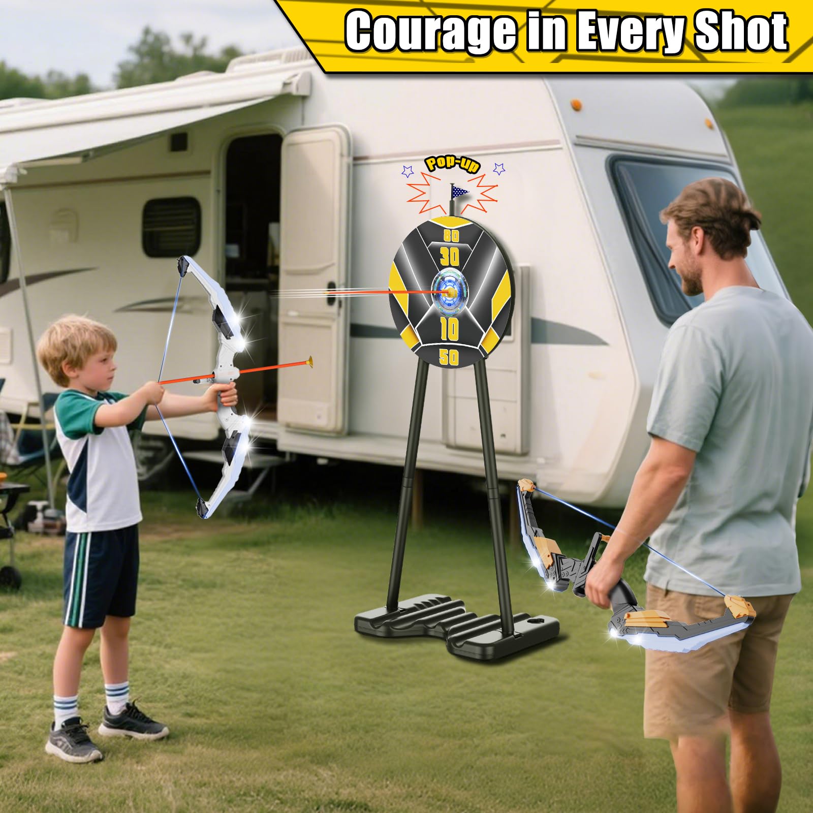 TIGTECGAME LED light-up bow and arrows for kids enhances visibility during play.