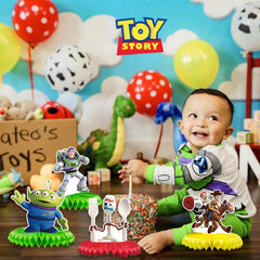 Tihufe Toy Story honeycomb centerpiece, kid-friendly decor for celebrations.