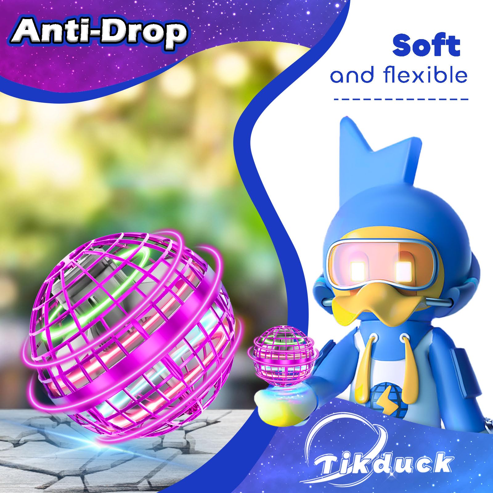 Tikduck Flying Orb Ball USB charging keeps playtime ready with quick top ups