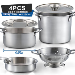 TikOnsYol stainless-steel-kids-pots-pans for durable pretend cooking sessions.