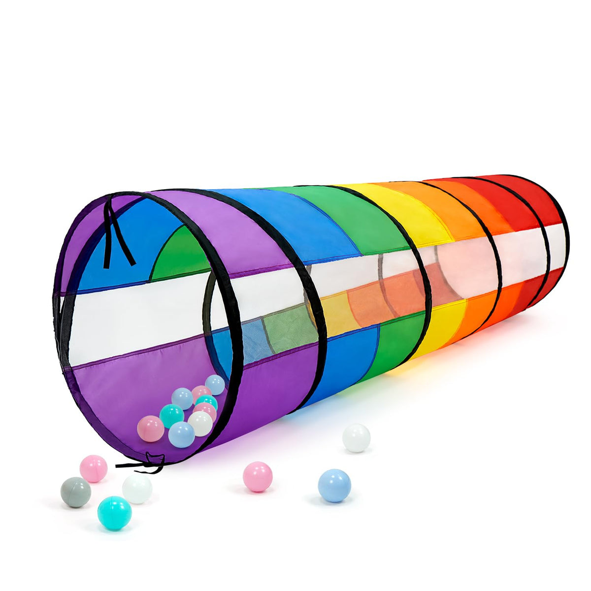 TIKTENT kids play tunnel with colorful rainbow opening for indoor fun and imaginative play
