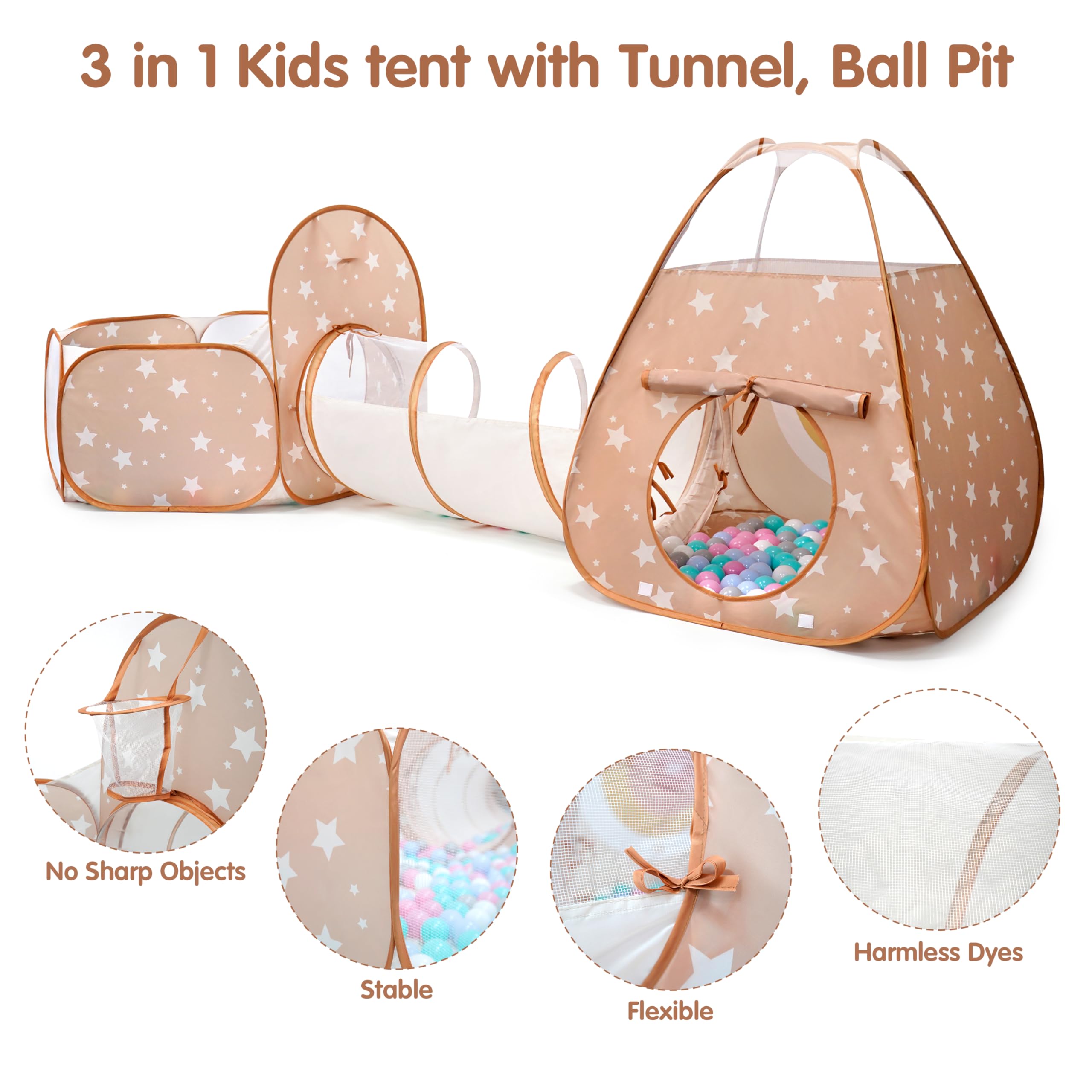 TIKTENT tunnel play spotlight highlights easy access for exploration.