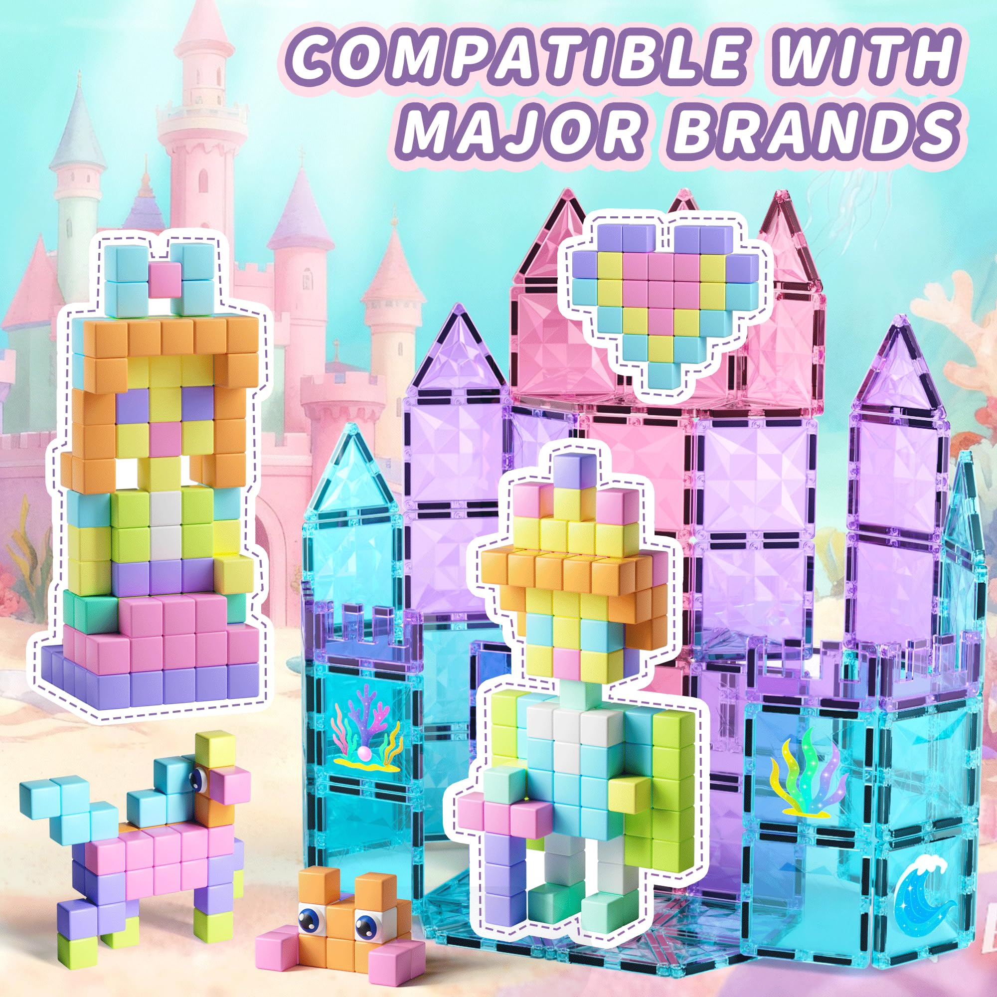 TikTiles blocks compatible with other magnetic brands for larger builds