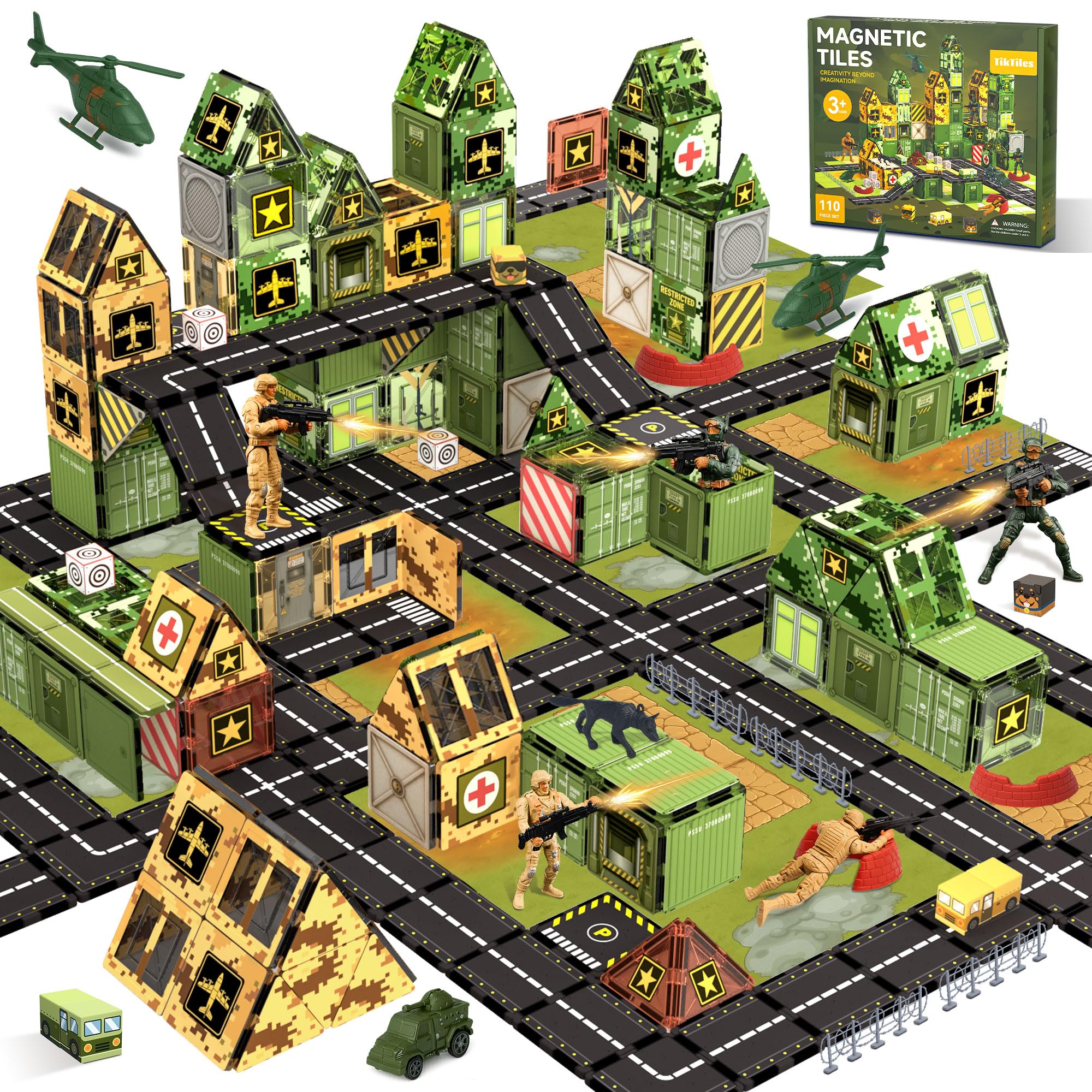 TikTiles military tile set main pack for imaginative building play