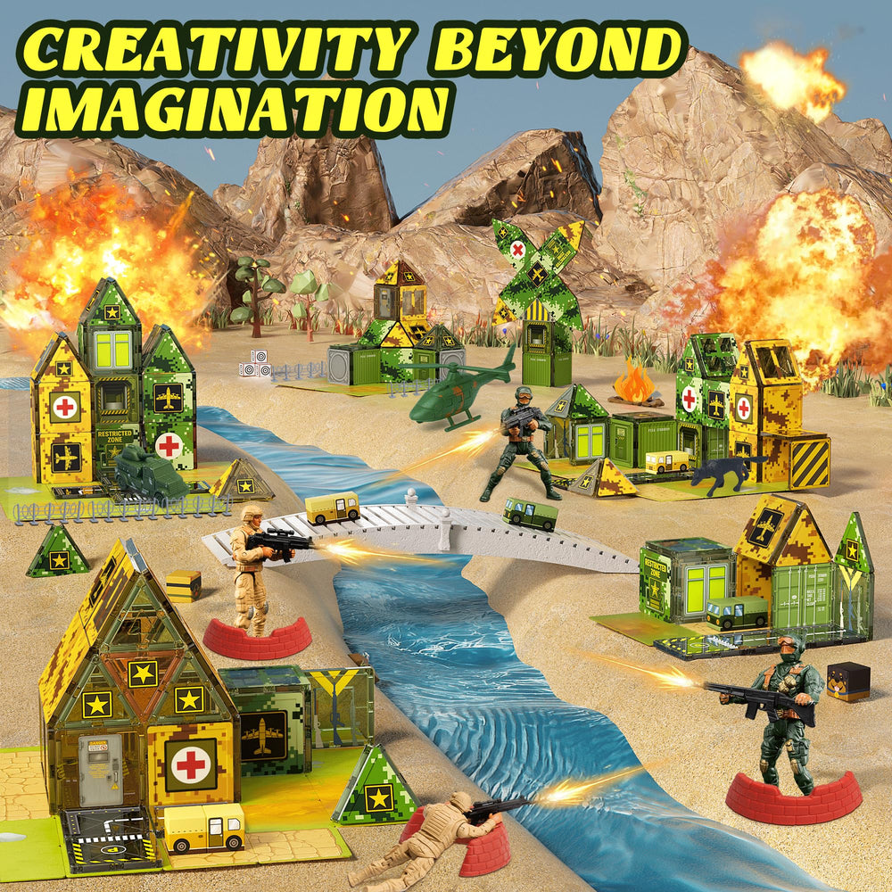TikTiles soldier figures and vehicles in action for role-play