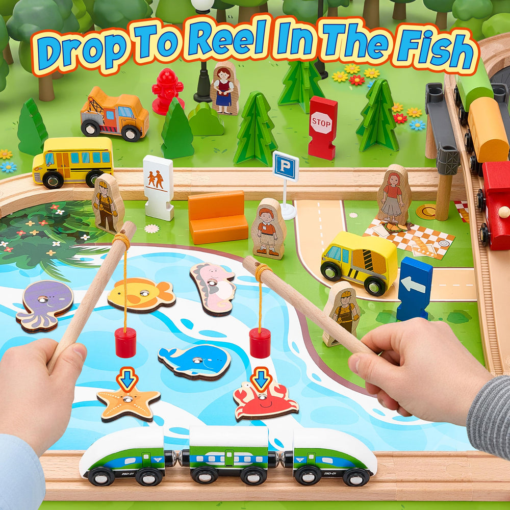 TikTiles Wooden Train Set puzzle board sparks cognitive challenges