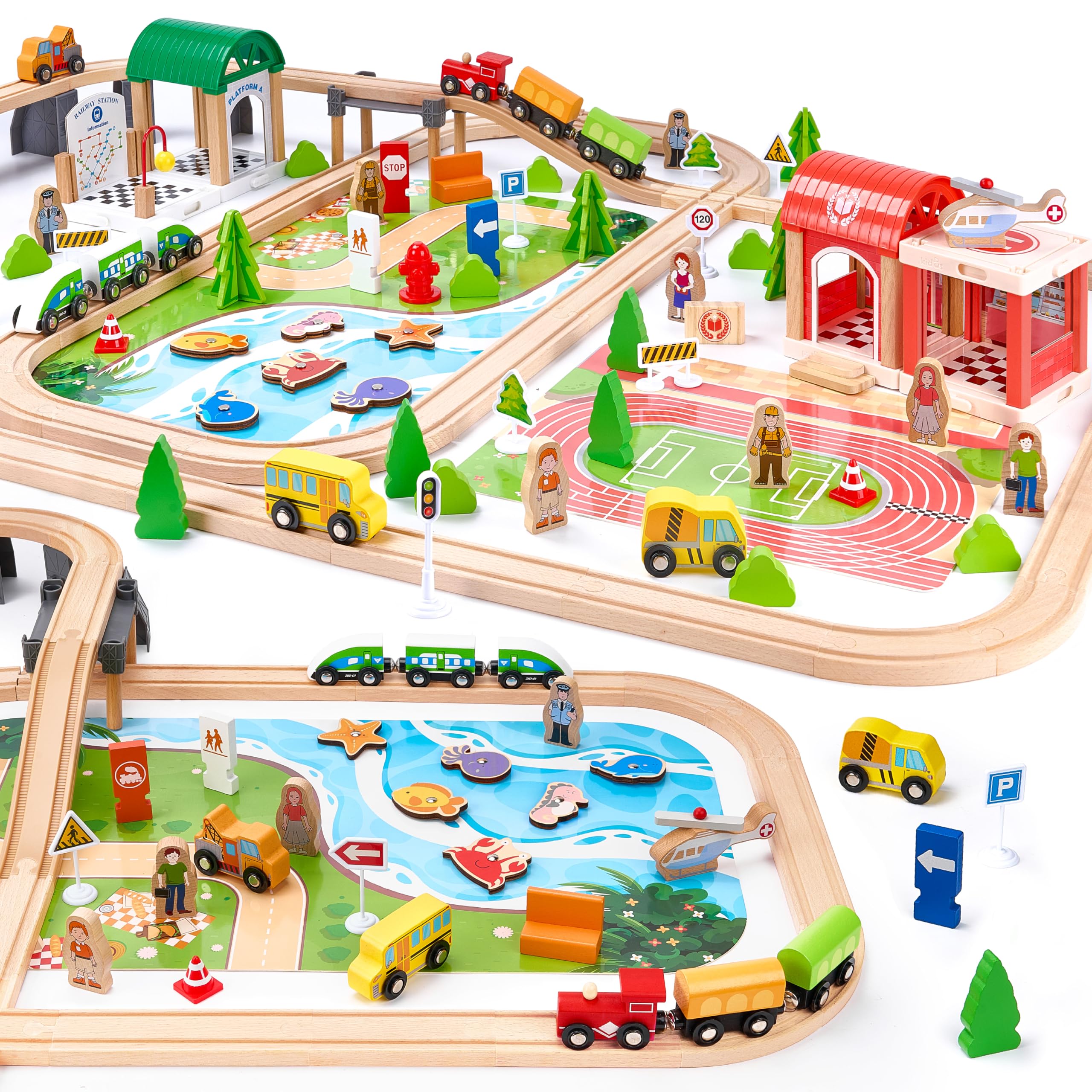 TikTiles Wooden Train Set 175-piece unboxed play boosts imaginative storytelling