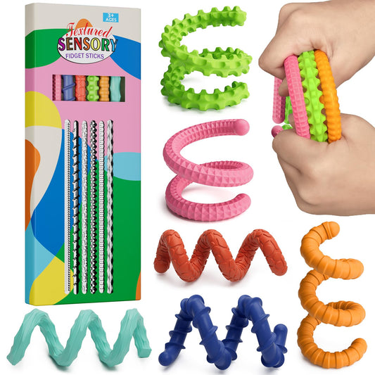 Tikwork sensory fidget stick with bright colors for focus and tactile engagement.
