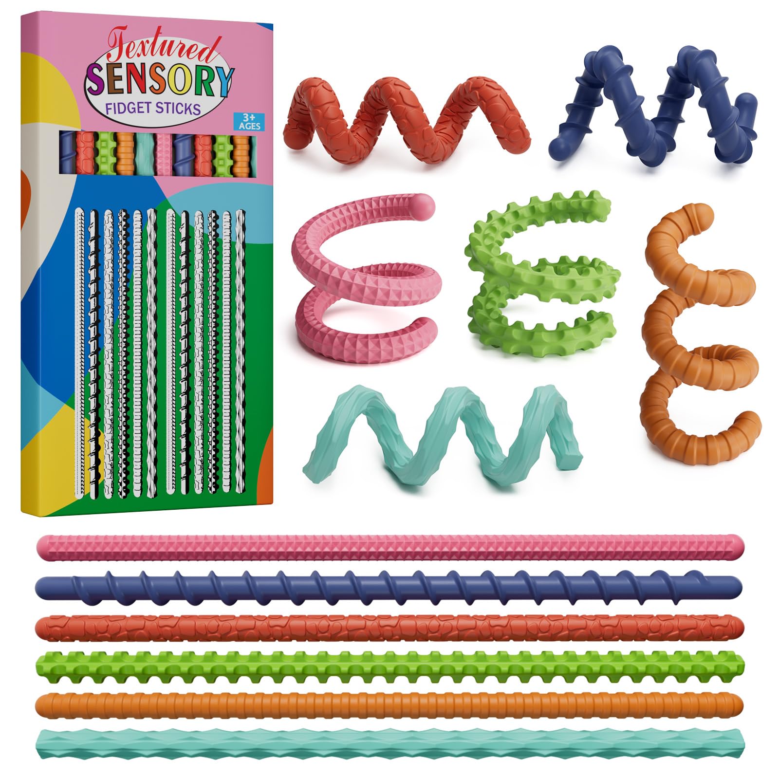 Tikwork sensory fidget stick with rotation textures promotes focus and fine motor practice on the go.