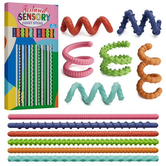 Tikwork sensory fidget stick with rotation textures promotes focus and fine motor practice on the go.