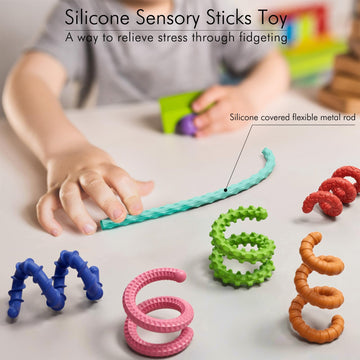 Tikwork textured silicone fidget stick provides calming tactile stimulation for reduced anxiety.