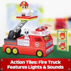 Tile Town Action Figures unlock interactive tiles for dynamic play scenes.