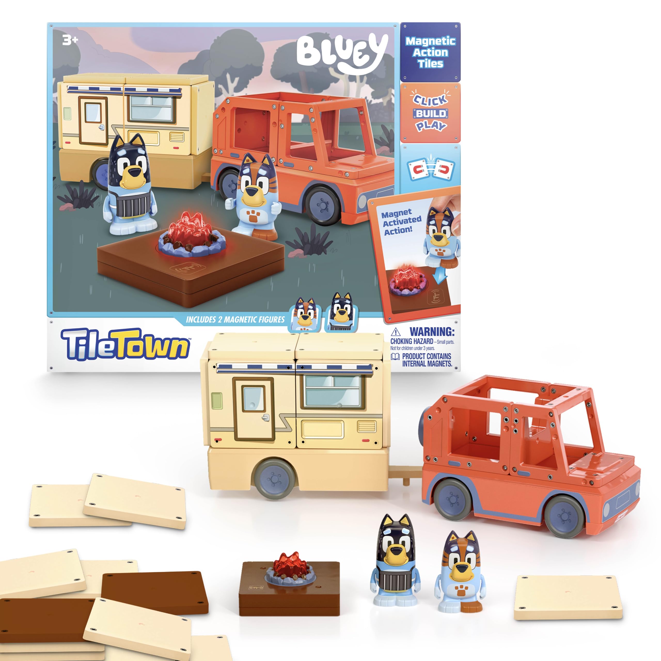 Tile Town Bluey Heeler Camper tiles set for creative building fun
