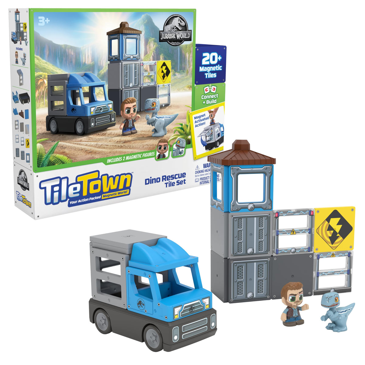 Tile Town Jurassic World Rescue tiles set for creative builds and imaginative storytelling