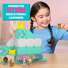 Tile Town Pet Vet set highlights built-in sound and light features for immersive play.