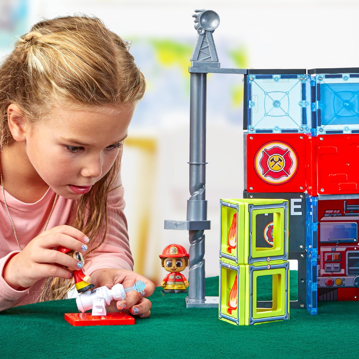 Tile Town STEM Toy magnets support spatial thinking and problem solving.