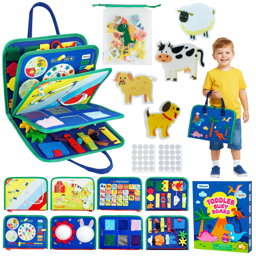 Tilhumt 8-in-1 Busy Board activities boost fine motor skills during play
