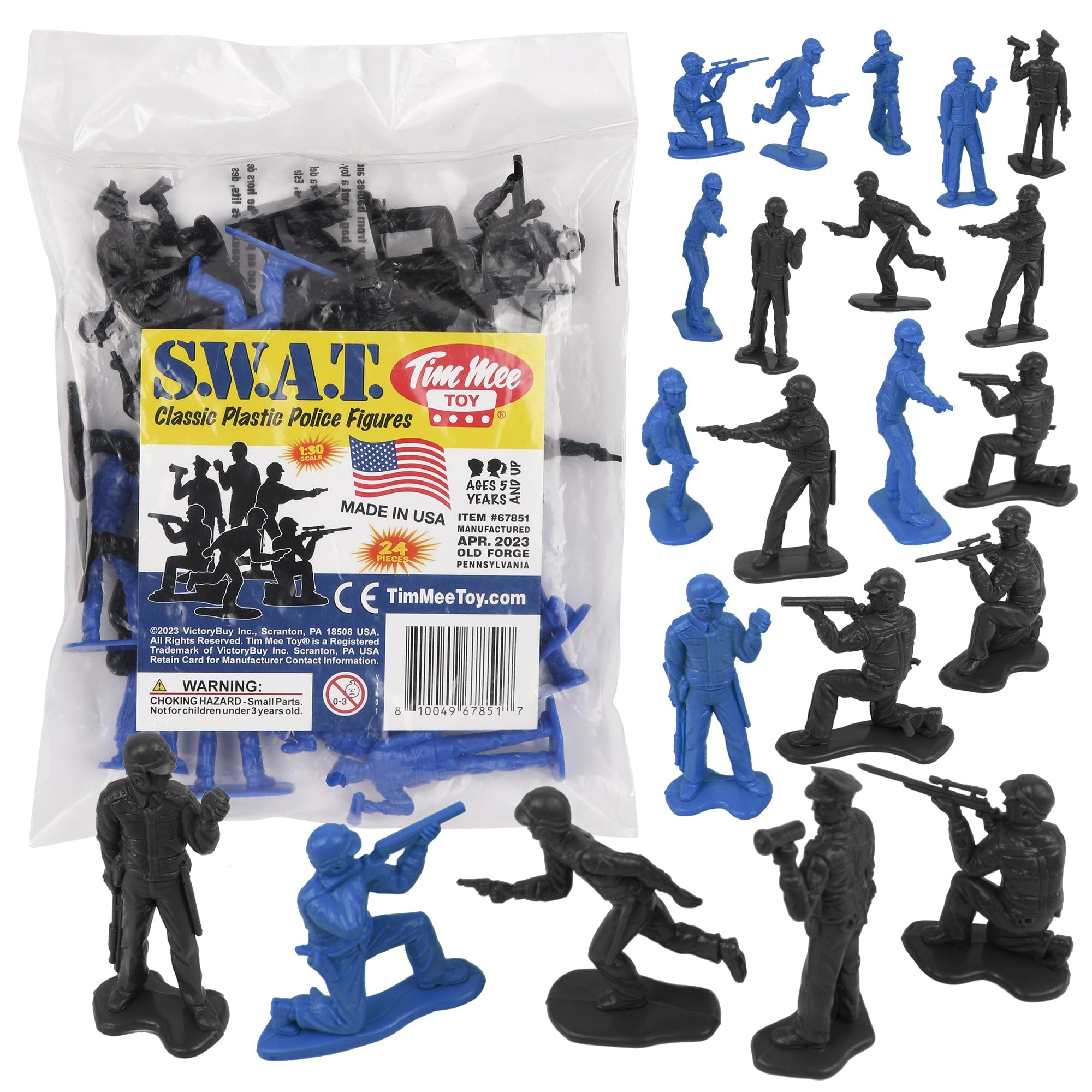 Tim Mee Toy SWAT black figures for realistic police play sets.