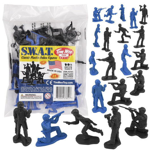 Tim Mee Toy SWAT black figures for realistic police play sets.