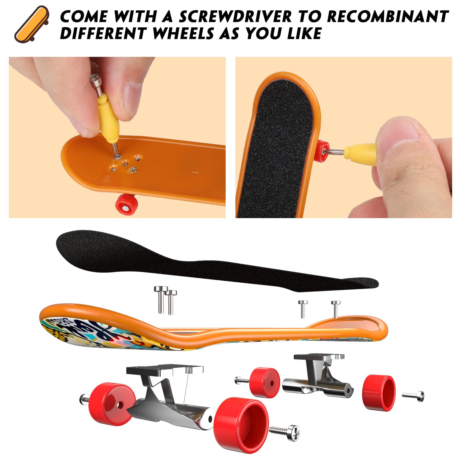 TIME4DEALS fingerboard screwdriver included for adjustable wheel tightness.