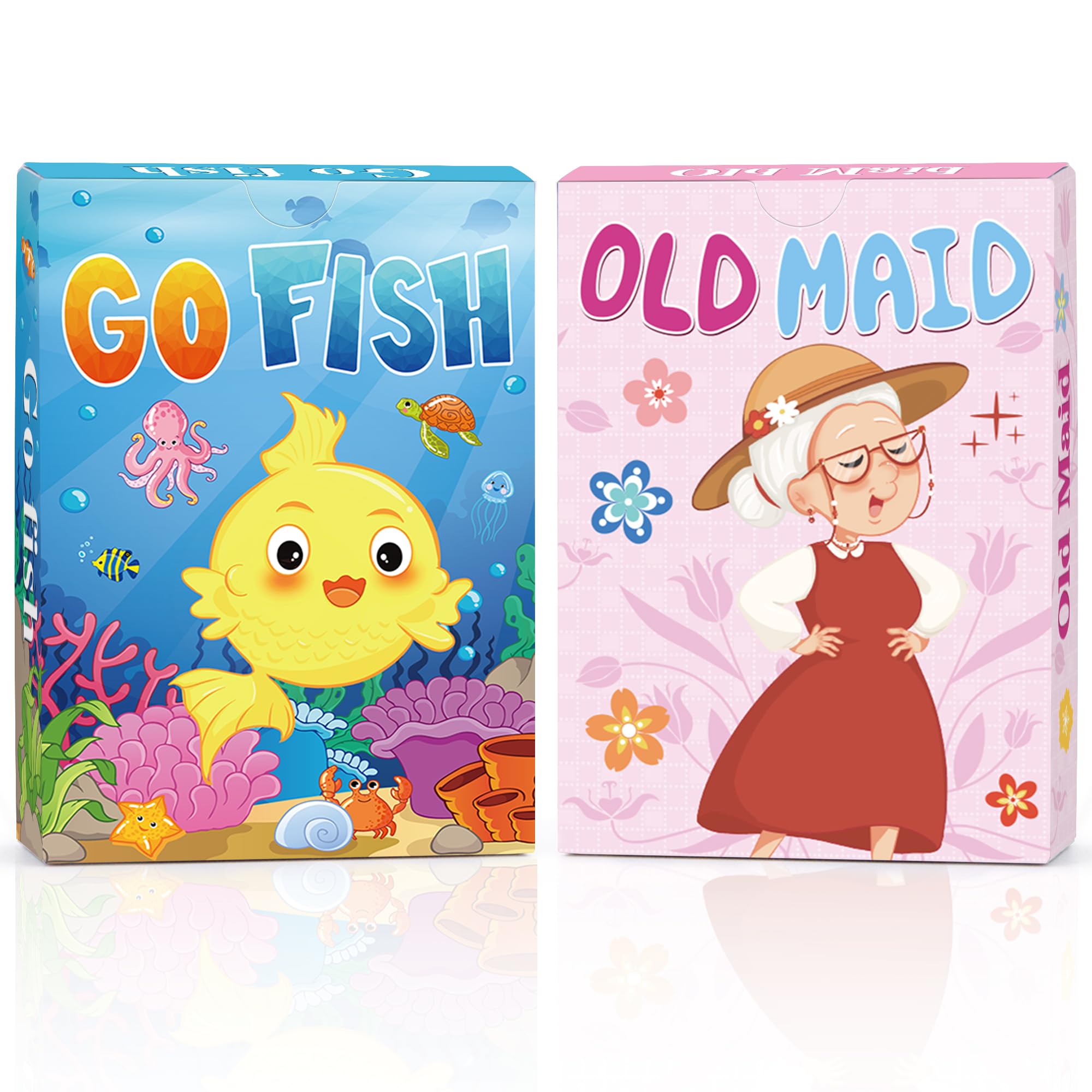 Timenued Go Fish card set with colorful fish illustrations for engaging, kid-friendly gameplay