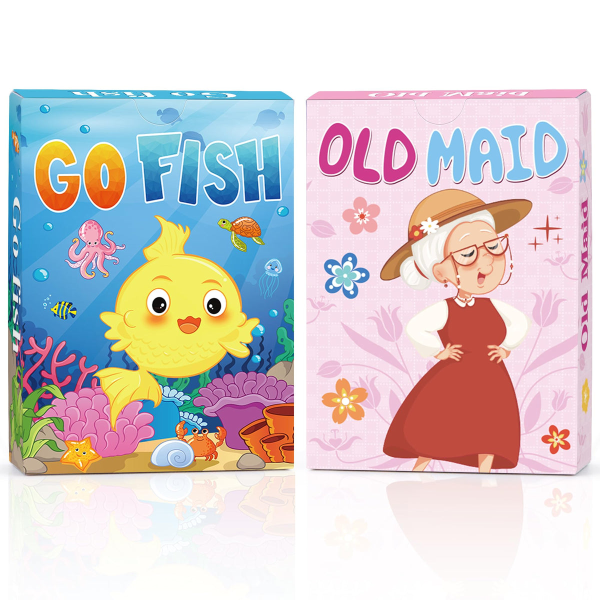 Timenued Go Fish card set with colorful fish illustrations for engaging, kid-friendly gameplay