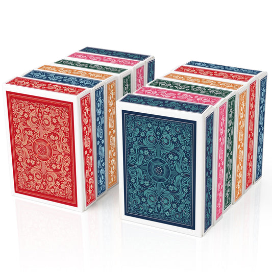 Timenued red deck playing cards with sturdy stock for durable shuffle sessions.