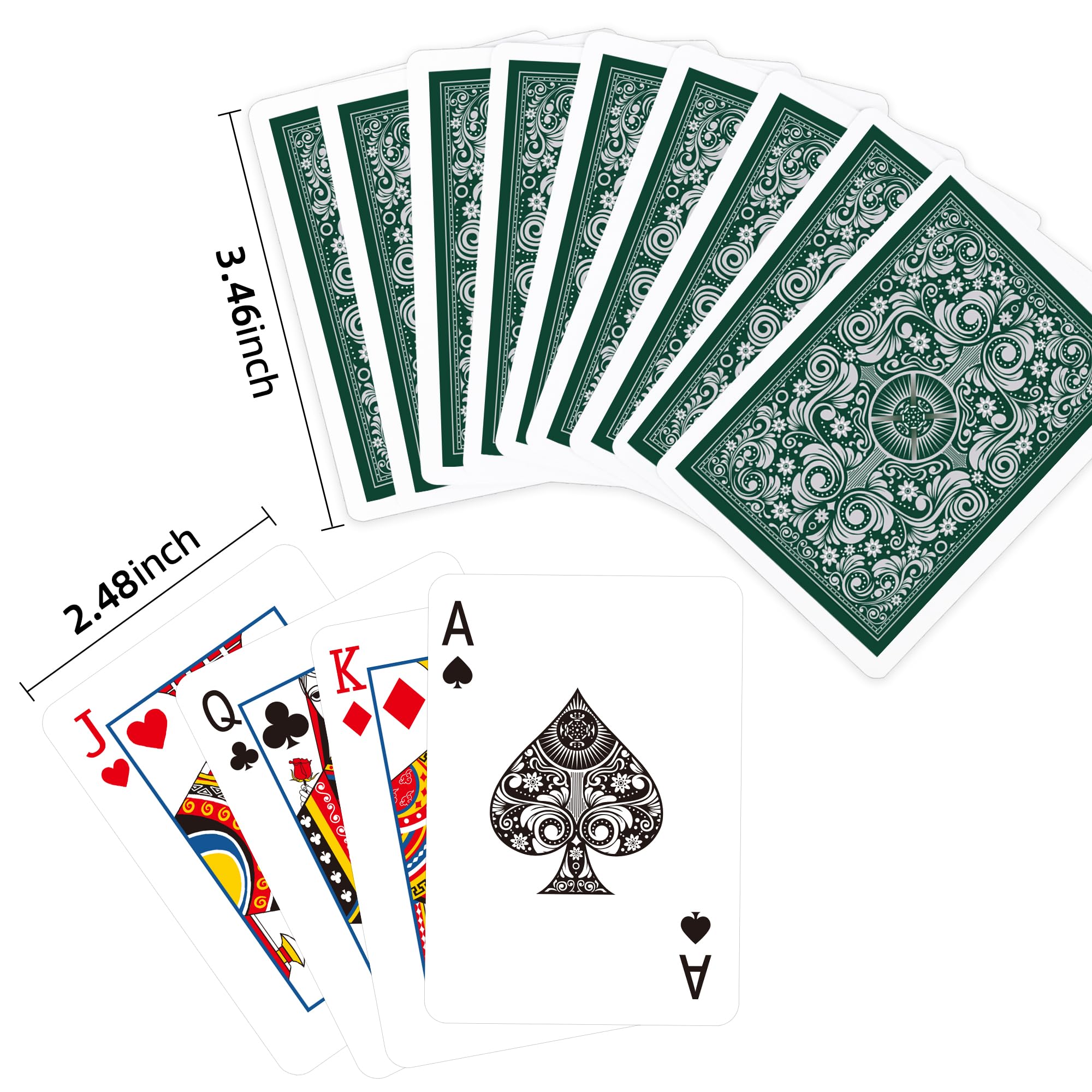 Timenued playing cards green-orange deck back view showcases bold suit backs.