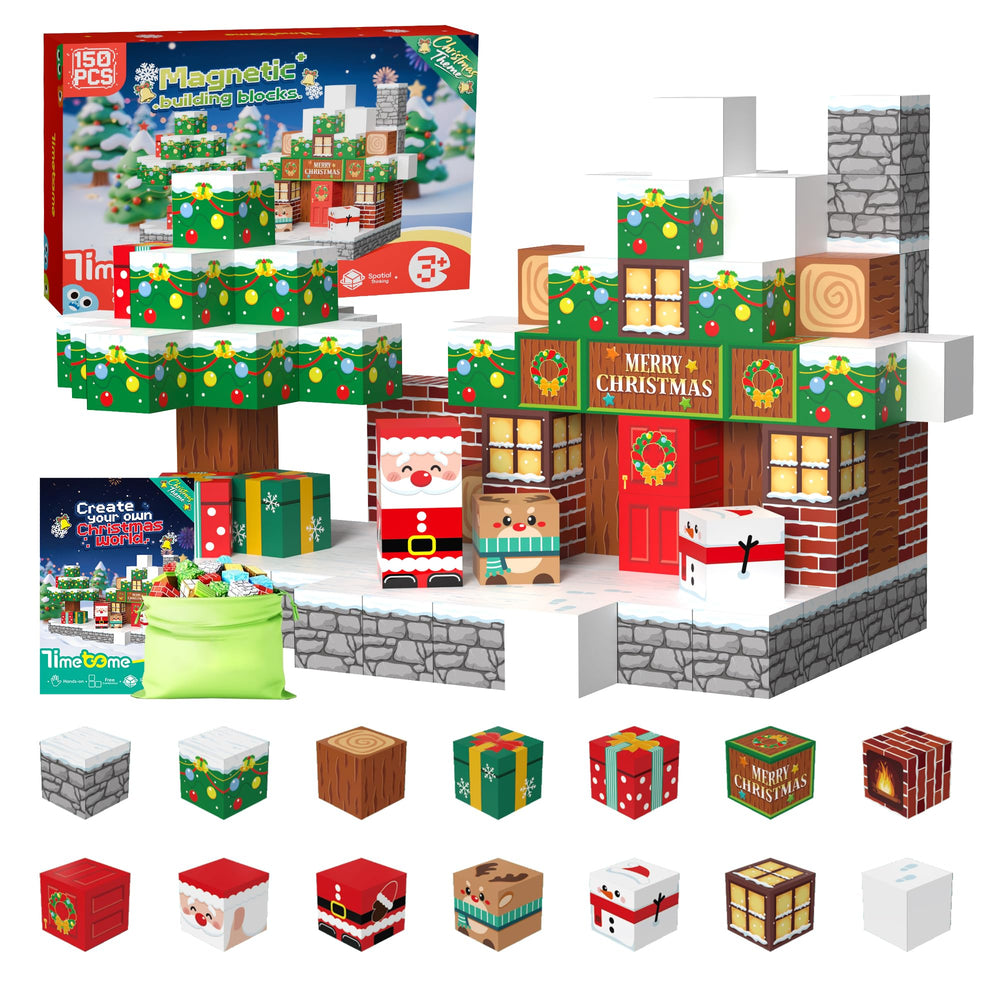Timetome Christmas tree magnetic blocks inspire festive, imaginative building.