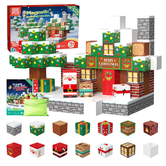 Timetome Christmas tree magnetic blocks inspire festive, imaginative building.