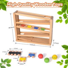 Timfuis wooden car ramp side view highlights sturdy frame for kids' play