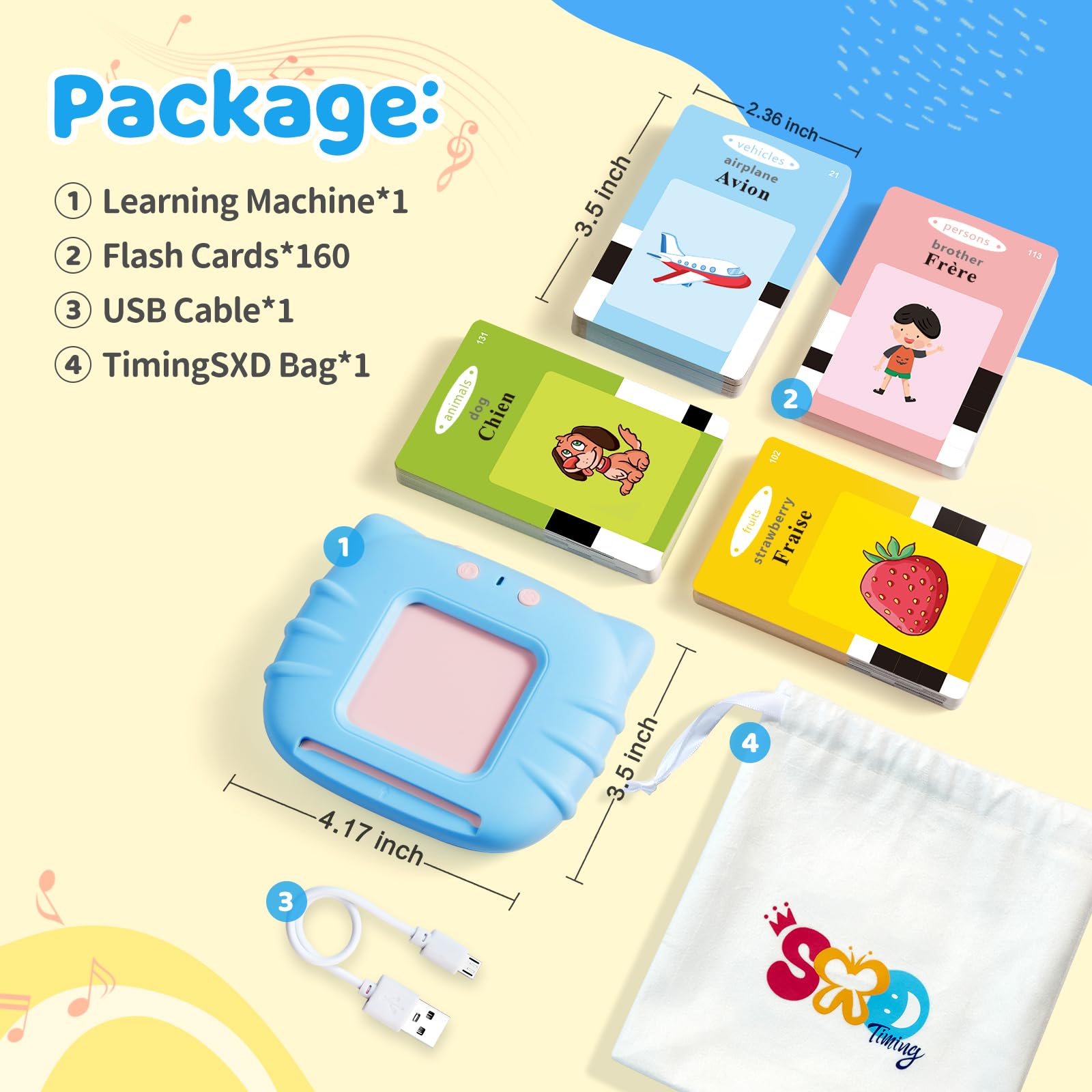 TimingSXD bilingual color card for color naming in two languages